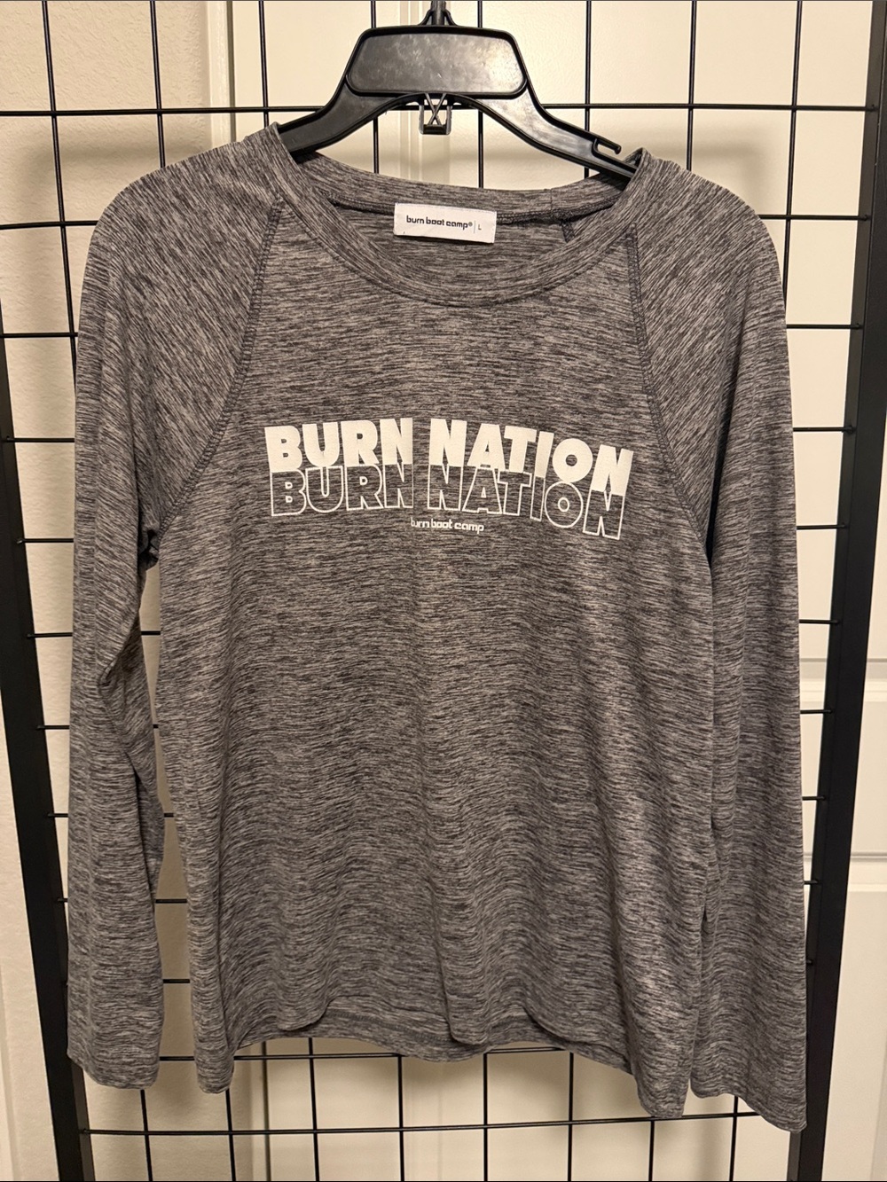 Burn Nation Heather Gray Long-Sleeve Crewneck Top